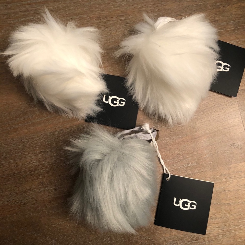 UGG 3 Lot White Gray Faux Fur Christmas Ornament - Picture 1 of 4